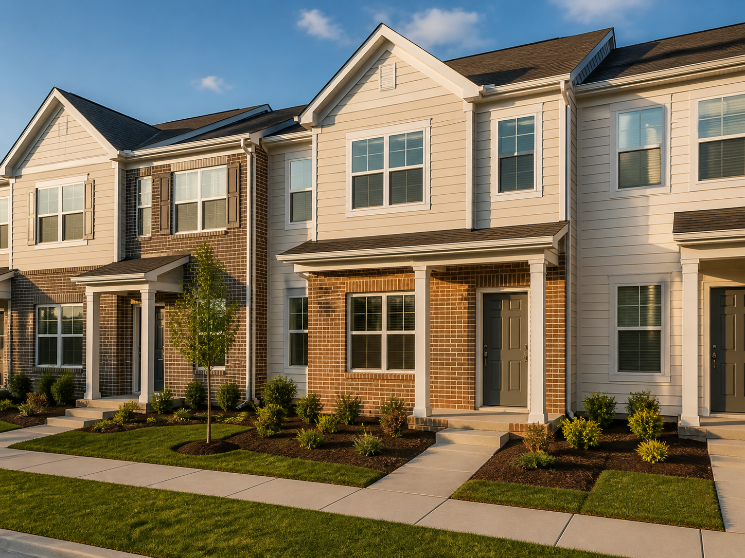 Row of well-maintained townhomes