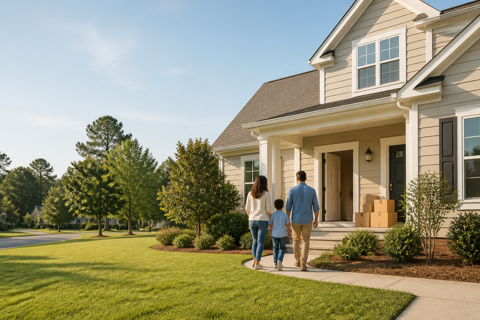 A military family arriving at a new home